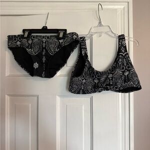 Black and White Paisley Kids Bikini